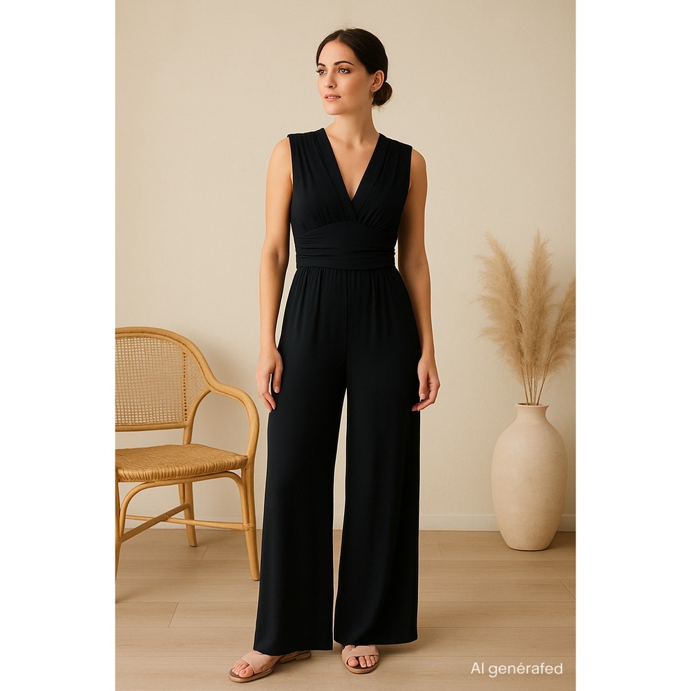 Cider Womens Jumpsuit Size S Black Sleeveless‎ Wide Leg Ribbed Chic Minimalist